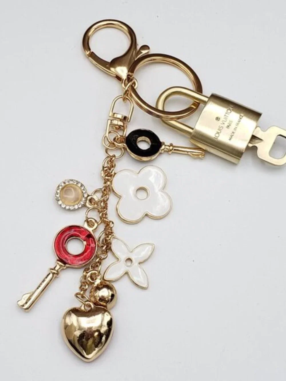 Authentic Louis Vuitton Gold Padlock 🔒 Shiny LV Key + Unbranded Bag Charm